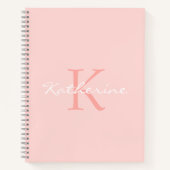 Blush Roze Script Girly Chic Monogram naam Notitieboek (Voorkant)