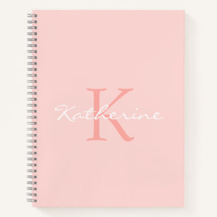 Blush Roze Script Girly Chic Monogram naam Notitieboek