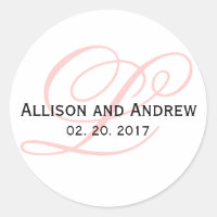 Blush Roze Script Initiaal L Monogram bruiloft gun
