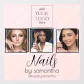 Blush Roze Script Logo 3 Foto Nagelsalon Raamsticker (Vel)