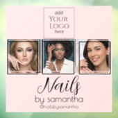 Blush Roze Script Logo 3 Foto Nagelsalon Raamsticker (Vel 3)
