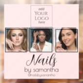 Blush Roze Script Logo 3 Foto Nagelsalon Raamsticker (Vel 2)
