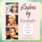 Blush Roze Script Logo 3 Foto Wimper Tech Zakelijk Raamsticker (Vel 3)