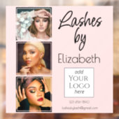 Blush Roze Script Logo 3 Foto Wimper Tech Zakelijk Raamsticker (Vel 2)