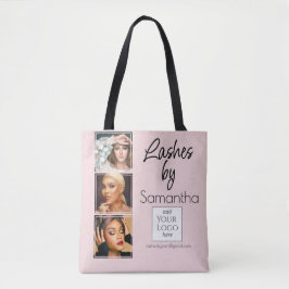 Blush Roze Script Logo 3 Foto Wimper Tech Zakelijk Tote Bag