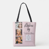 Blush Roze Script Logo 3 Foto Wimper Tech Zakelijk Tote Bag (Achterkant)