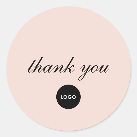 Blush Roze Script Logo Bedankt Ronde Sticker (Voorkant)