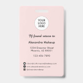 Blush Roze Script Logo Foto Badge (Achterkant)
