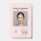 Blush Roze Script Logo Foto Badge (Voorzijde)