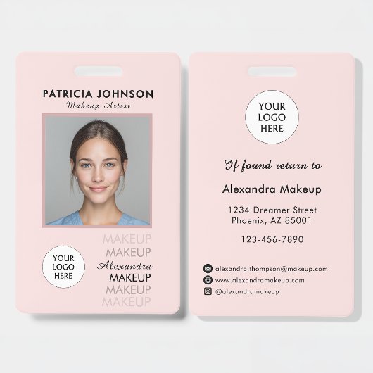 Blush Roze Script Logo Foto Badge