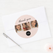 Blush Roze Script Logo Foto Haar Make-up Bedankt Ronde Sticker (Envelop)
