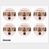 Blush Roze Script Logo Foto Haar Make-up Bedankt Ronde Sticker (Vel)