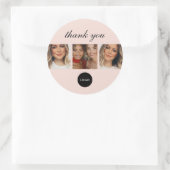 Blush Roze Script Logo Foto Haar Make-up Bedankt Ronde Sticker (Tas)