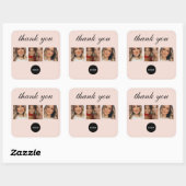 Blush Roze Script Logo Foto Haar Make-up Bedankt Vierkante Sticker (Vel)