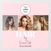 Blush Roze Script Logo Foto Hair Studio Raamsticker (Vel)