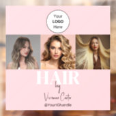 Blush Roze Script Logo Foto Hair Studio Raamsticker (Vel 2)