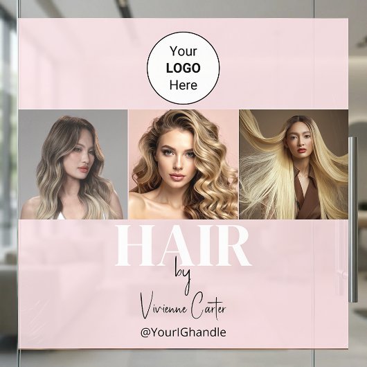 Blush Roze Script Logo Foto Hair Studio Raamsticker