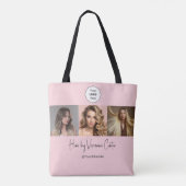 Blush Roze Script Logo Foto Hair Studio Tote Bag (Achterkant)