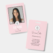 Blush Roze Script Logo Foto Kapper Badge (Voor- en achterkant)