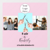 Blush Roze Script Logo Foto Kapsalon Raamsticker (Vel)