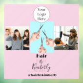 Blush Roze Script Logo Foto Kapsalon Raamsticker (Vel 3)