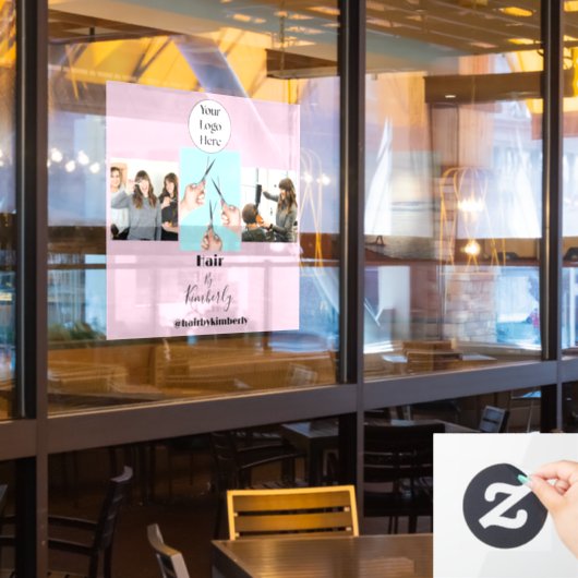 Blush Roze Script Logo Foto Kapsalon Raamsticker (Restaurant Raam)