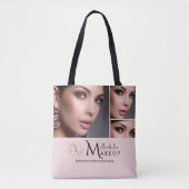 Blush Roze Script Logo Foto Make-up Artiest  Tote Bag (Voorkant)