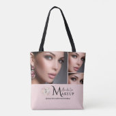 Blush Roze Script Logo Foto Make-up Artiest  Tote Bag (Achterkant)