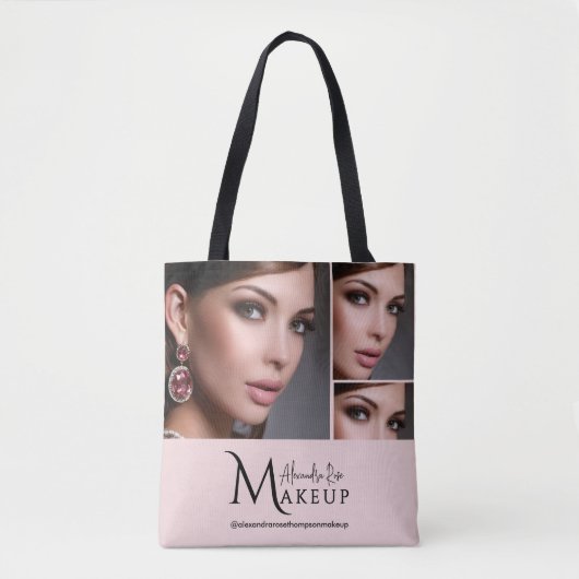 Blush Roze Script Logo Foto Make-up Artist Tote Bag (Voorkant)
