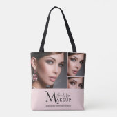 Blush Roze Script Logo Foto Make-up Artist Tote Bag (Achterkant)