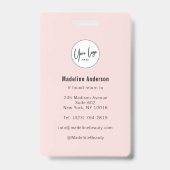 Blush Roze Script Logo Foto Make-up Badge (Achterkant)