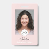 Blush Roze Script Logo Foto Make-up Badge (Voorzijde)