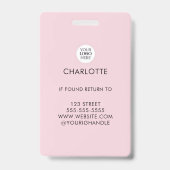 Blush Roze Script Logo Foto Make-up  Badge (Achterkant)