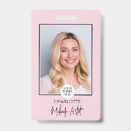 Blush Roze Script Logo Foto Make-up Badge