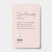 Blush Roze Script Logo Foto Make-up  Badge (Achterkant)