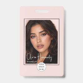 Blush Roze Script Logo Foto Make-up  Badge