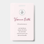 Blush Roze Script Logo Foto Make-up Badge (Achterkant)