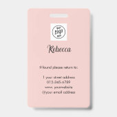 Blush Roze Script Logo Foto Make-up Badge (Achterkant)