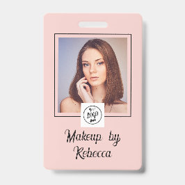 Blush Roze Script Logo Foto Make-up Badge