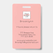 Blush Roze Script Logo Foto Make-up Badge (Achterkant)