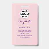 Blush Roze Script Logo Foto Make-up Badge (Achterkant)
