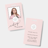 Blush Roze Script Logo Foto Make-up Badge (Voor- en achterkant)