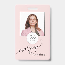 Blush Roze Script Logo Foto Make-up Badge