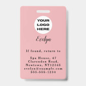 Blush Roze Script Logo Foto Make-up Badge (Achterkant)