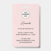 Blush Roze Script Logo Foto Make-up Badge (Achterkant)