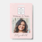 Blush Roze Script Logo Foto Make-up Badge (Voorzijde)