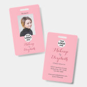 Blush Roze Script Logo Foto Make-up Badge (Voor- en achterkant)
