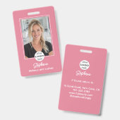 Blush Roze Script Logo Foto Make-up Badge (Voor- en achterkant)