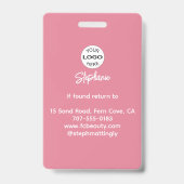 Blush Roze Script Logo Foto Make-up Badge (Achterkant)