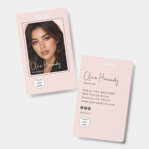 Blush Roze Script Logo Foto Make-up Badge